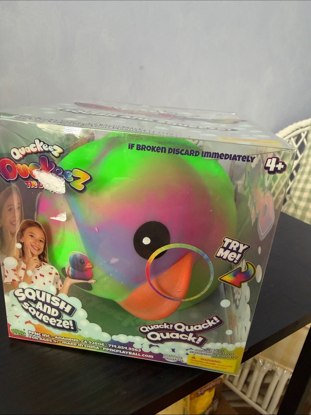 Quackeez- Duckeez- Tie Dye Squish (Pink/Green/Blue/Purple/Pink) (NIB)
